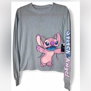 Disney Kids Long Sleeve Shirt - Gray with Pink Stitch & Angel(NWT)